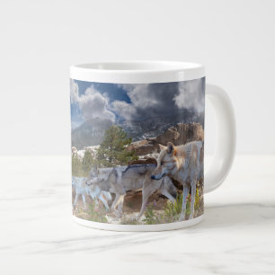 Grande Tasse Voyage en famille de loups gris