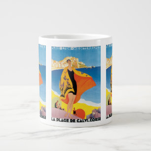 Grande Tasse Voyage Vintage, Vacances à la Plage à Calvi, Corse