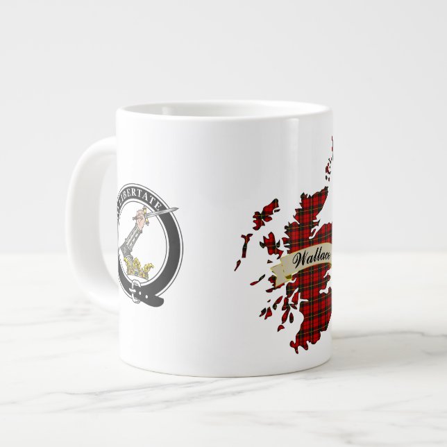 Grande Tasse Wallace Clan Badge & Tartan Map (Devant gauche)
