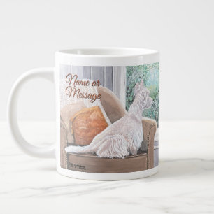 Grande Tasse Westie regardant par une fenêtre