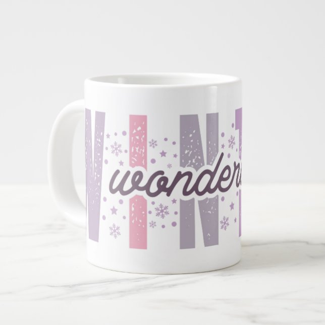 Grande Tasse Winter Wonderland - Typographie Festive Art (Devant gauche)