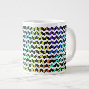 Grande Tasse Zebra Chevron noir et arc-en-ciel