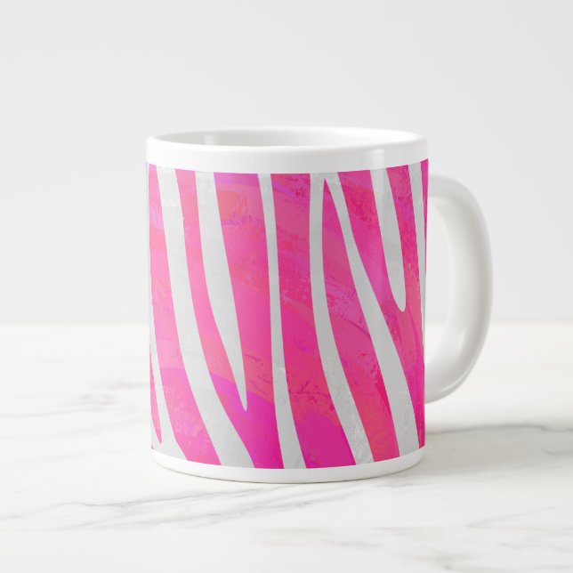 Grande Tasse Zebra Hot Pink et White Print (Devant droit)