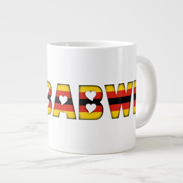 Grande Tasse Zimbabwe Drapeau Couleurs Typographie Coeurs Motif (Devant droit)
