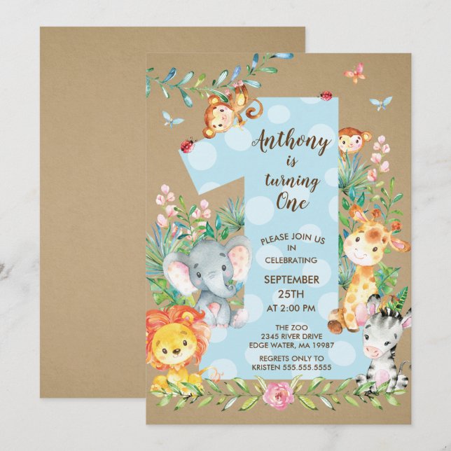 Grande une invitation d'anniversaire de garçons de (Devant / Derrière)