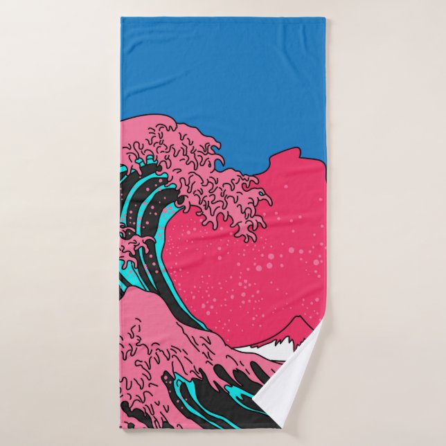 Grande vague dans le style Vaporwave Pop Art. Affi (Serviette de bain)