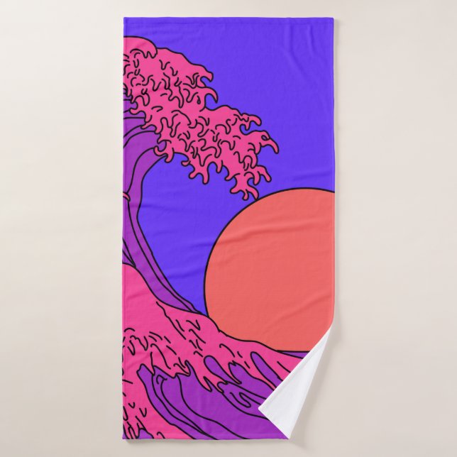 Grande vague dans le style Vaporwave Pop Art. Affi (Serviette de bain)
