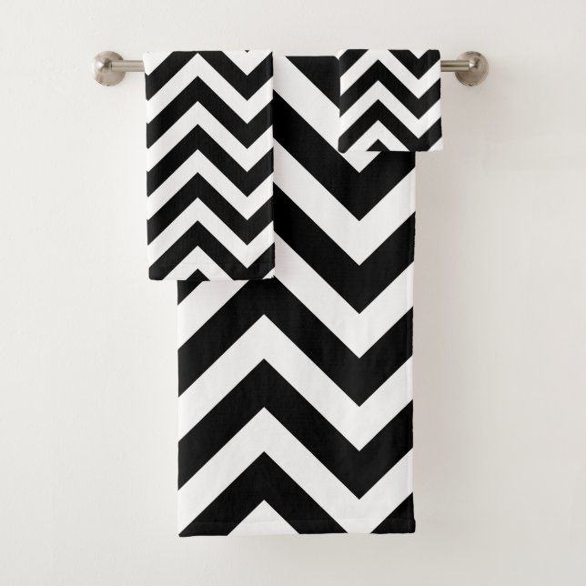 Grandes bandes horizontales Chevron Noir et Blanc (En situation)