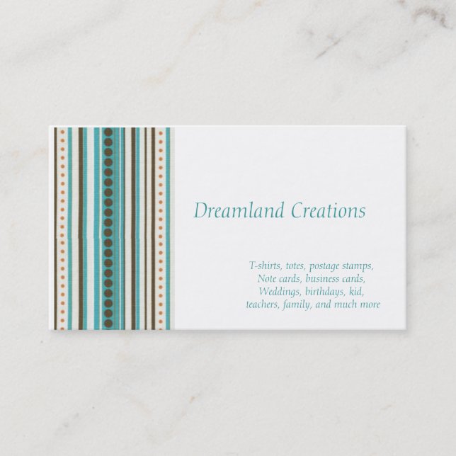 Grandes bandes turquoise et or carte de visite mod (Devant)