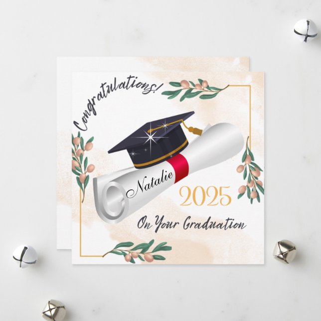 Grandes cartes de félicitations imprimables, Gradu (Devant/Arrière en situation)