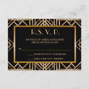 Grandes cartes de réponse Mariage Gatsby Art Déco 