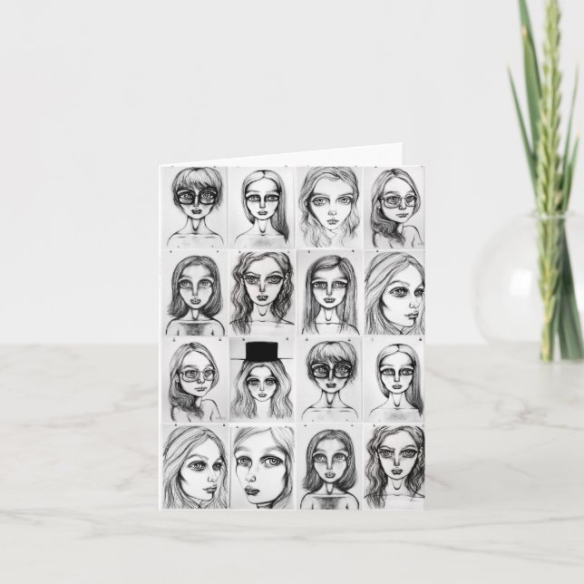 Grandes Dessins De Fille Carte De Voeux (Devant)