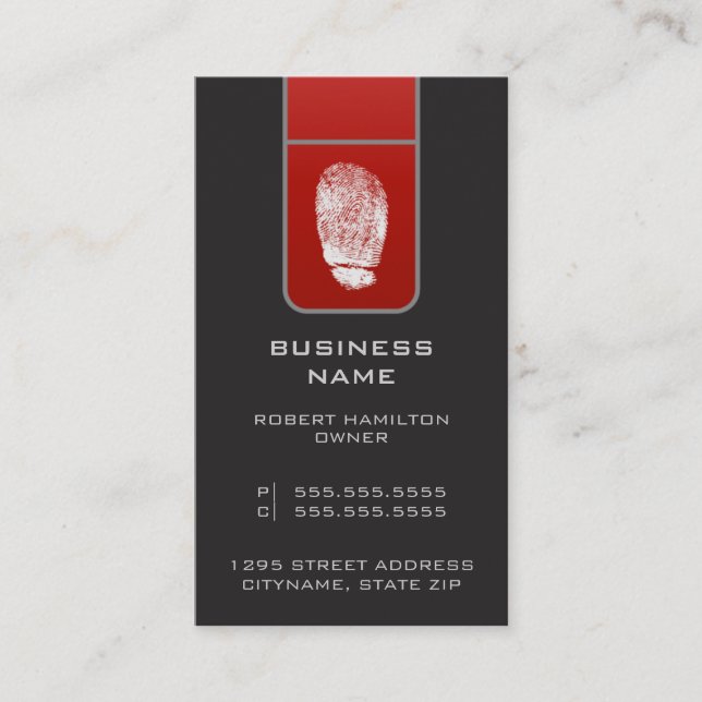 Grandes empreintes digitales Carte de visite Red & (Devant)