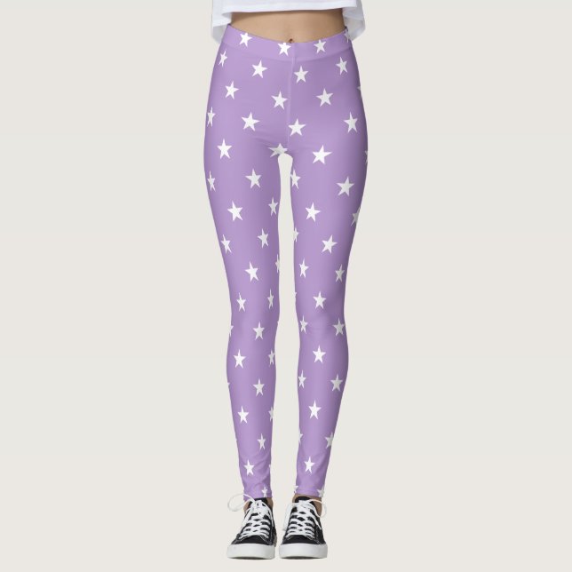 Grandes Étoiles violettes Leggings (Devant)