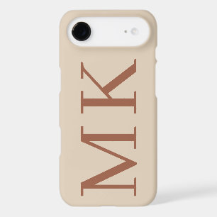 Grandes Initiales Élégantes Marron Brun & Abricot