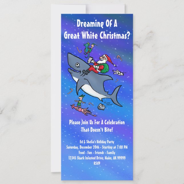 Grandes invitations de partie de Noël de blanc (Devant)