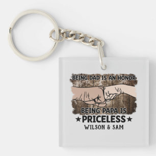 Grandfather Being Papa Is Priceless Father Keychain
