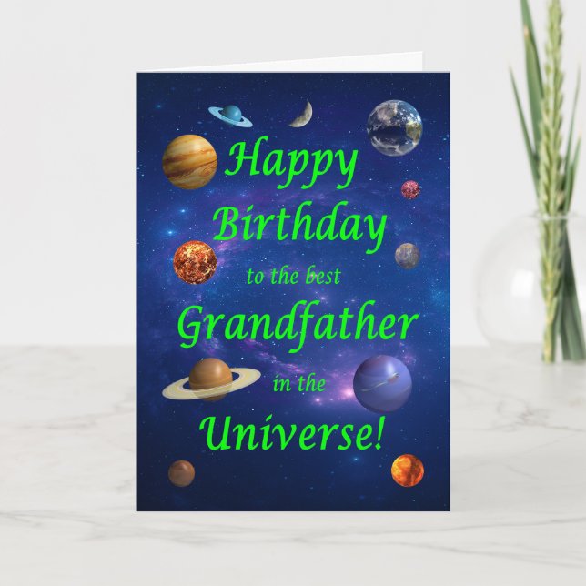 Grandfather Birthday Best in the Universe  Card (Front)
