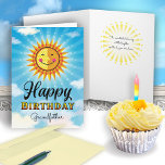 Grandfather Birthday Card<br><div class="desc">Make your Grandfather feel special on his birthday by sending him this cheerful sun card with inside text that reads "The sun started shining just a little brighter on the day you were born." A cute smiling decorative Yellow and orange sun floats in the blue sky with clouds.</div>