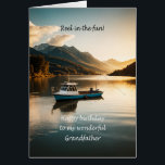 Grandfather Fishing From a Boat Birthday<br><div class="desc">A birthday card for a grandfather. A unique fishing birthday card with a mountain lake scene, designed for men who love fishing, boating, and the great outdoors. Celebrate his special day with a fishing birthday card featuring a man fishing from a boat on a mountain lake. A perfect birthday card...</div>