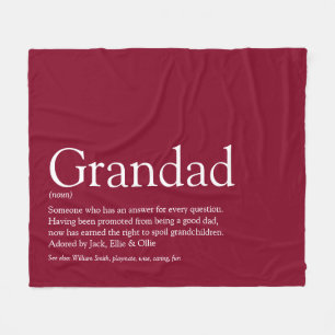 Grandfather Grandad Definition Burgundy Fleece Blanket
