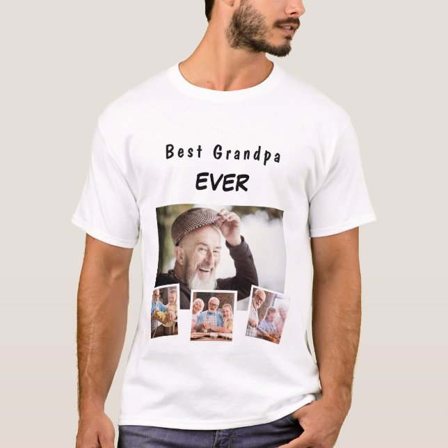 Grandfather grandpa family photo collage T-Shirt (Front)