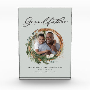 Grandfather modern chic elegant leafy wreath photo
