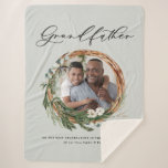 Grandfather modern chic elegant leafy wreath photo sherpa blanket<br><div class="desc">Let that special person know they're the Worlds greatest grandfather with this modern minimal watercolor eucalyptus foliage and typography design, add your own multi photo. Beautiful thoughtful gift.</div>