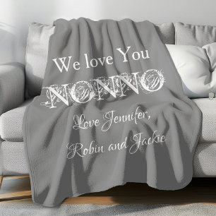 Grandfather NONNO Custom Names Modern Cute Fleece Blanket