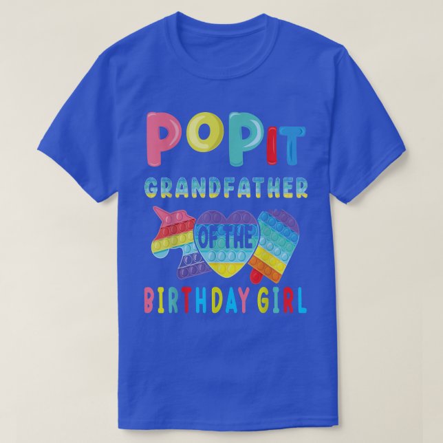 grandfather of the Birthday Girl Pop It Unicorn Bi T-Shirt (Design Front)