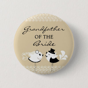 Grandfather of the Bride Birds Wedding Button