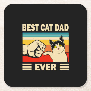 Grandfather Quotes   Best Cat Dad Ever Square Paper Coaster