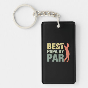 Grandfather Quotes   Best Papa By Par Golf Keychain