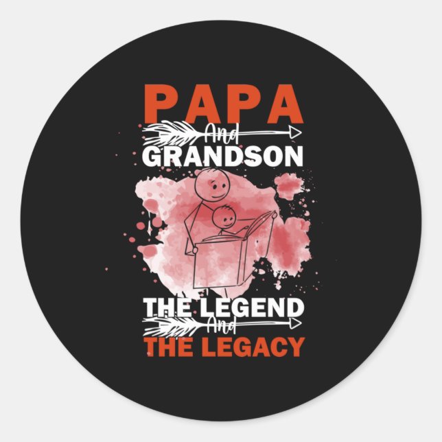 Grandfather Quotes | Papa And Grandson Classic Round Sticker (Front)