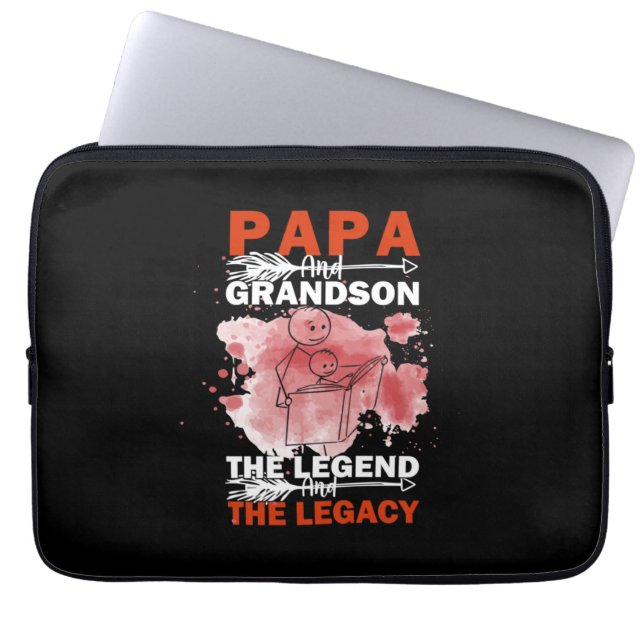 Grandfather Quotes | Papa And Grandson Laptop Sleeve (Front)