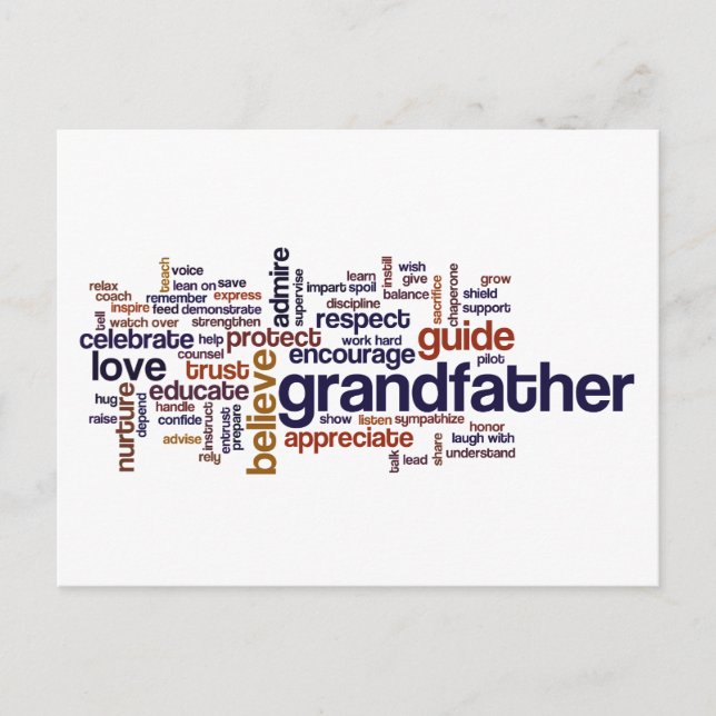 Grandfather Word Cloud Postcard (Front)