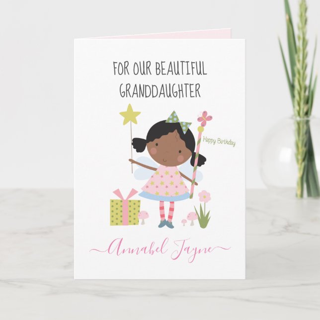 Grandgirl anniversaire fée filles whimsical carte (Devant)