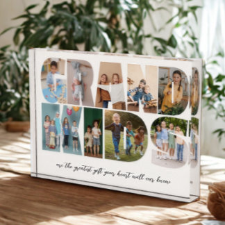 Grandkids 9 Photo Collage, Gift for Grandparents Block
