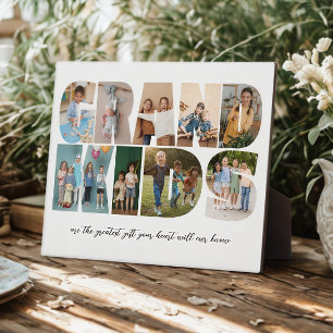 Grandkids 9 Photo Collage, Gift for Grandparents Plaque