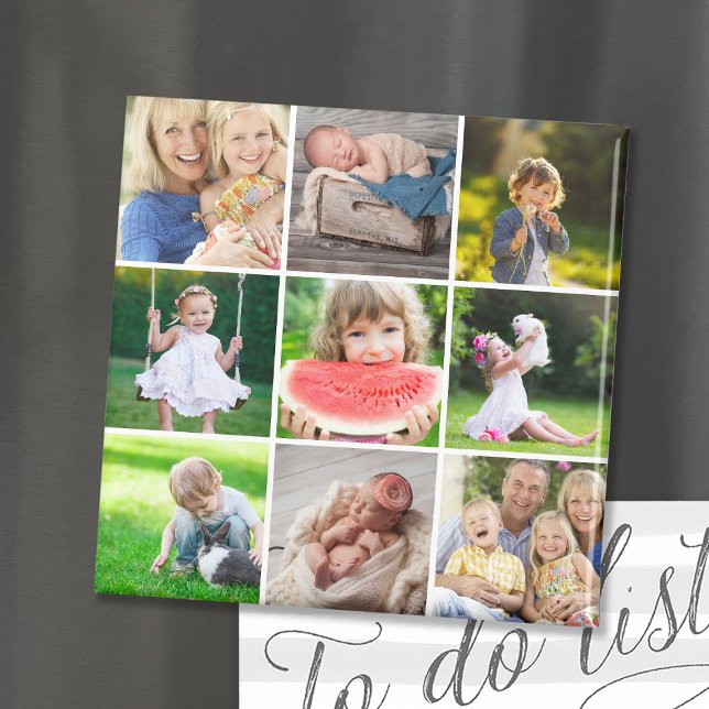 Grandkids 9 Square Photo Instagram Collage Magnet (Creator Uploaded)