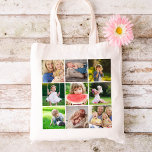 Grandkids 9 Square Photo Instagram Collage Tote Bag<br><div class="desc">Affordable custom printed tote bags personalized with your photos and text. This template has space for 9 square Instagram photos. Use the design tools to add your own text, add more photos, change the background colour and edit text fonts and colours to create a unique one of a kind Mother's...</div>