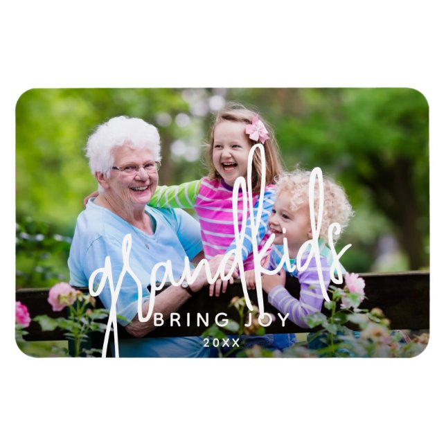 Grandkids Bring Joy Photo Magnet (Horizontal)
