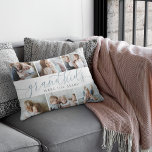 Grandkids Make Life Grand | 6 Photo Collage Accent Pillow<br><div class="desc">Create a sweet gift for a beloved grandma or grandpa with this beautiful photo collage accent pillow. "Grandkids make life grand" appears in the centre in smoky blue-green and grey calligraphy script lettering. Customize with six photos of their grandchildren.</div>