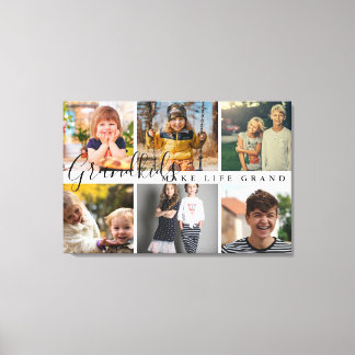 Grandkids Make Life Grand 6 Photo Gift For Grandma Canvas Print