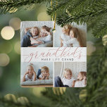 Grandkids Make Life Grand | 8 Mini Photo Ceramic Ornament<br><div class="desc">Create a sweet gift for a beloved grandma or grandpa with this beautiful collage photo ornament. "Grandkids make life grand" appears in the centre in dusty rose mauve calligraphy lettering. Customize with 8 mini rectangular photos of their grandchildren,  and add their names and the year to the back.</div>