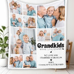 Grandkids Make Life Grand Custom 10 Photo Collage Fleece Blanket<br><div class="desc">Wrap your beloved grandparents in warmth and cherished memories with our Personalized Fleece Blanket, designed to be the perfect family keepsake. This modern and stylish fleece blanket features a beautiful photo collage of ten precious pictures, capturing the joyful moments shared between grandparents and their grandchildren. Each snapshot tells a story...</div>