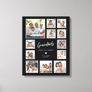 Grandkids Make Life Grand Custom 12 Photo Collage  Canvas Print