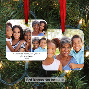 Grandkids Make Life Grand Grandma Christmas Photo Metal Ornament