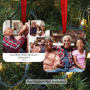 Grandkids Make Life Grand Grandpa Christmas Photo Metal Ornament