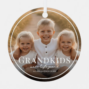 Grandkids Make Life Grand Grandparent 2 Photo  Metal Ornament